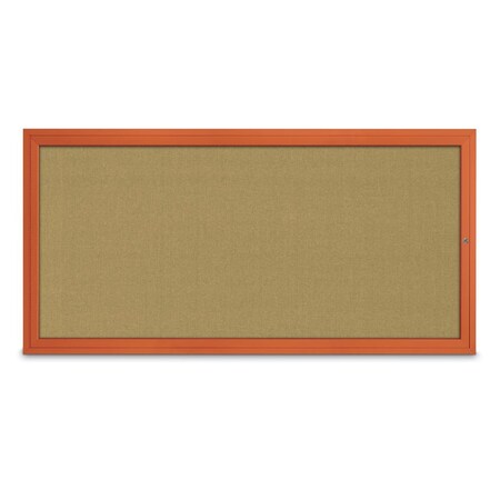 United Visual Products Slim Enclosed Corkboard, 24"x36", White Alum Frame/Buff UVEB2436-WHITE-BUFF